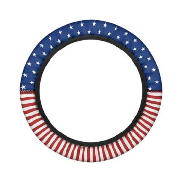 Imagem de Darisoco Capa de volante de microfibra antiderrapante para carrinho de golfe com bandeira americana de 35,5 cm mantém fresco no calor