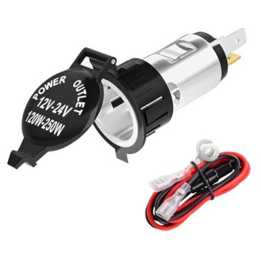 Imagem de Mandark Tomada de isqueiro de carro, adaptador de isqueiro de tomada de veículo de 12 V com tampa à prova d'água e cabo de extensão, acessórios automotivos universais para SUV, caminhão, trailer