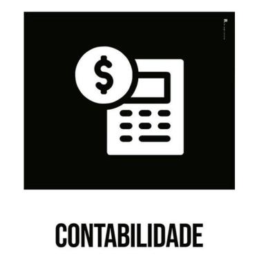Imagem de Kit 3 Placas Sinalização - Contabilidade Ícone Preto