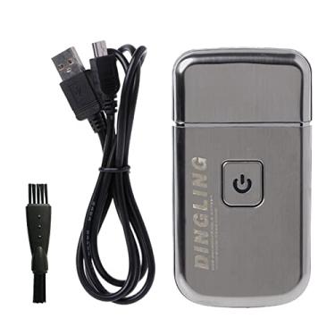 Imagem de HIENA Navalha Elétrica Ultrafina Masculina, Navalha Única Recarregável, Mini Navalha Elétrica Alternativa para Cuidados Faciais, Aparador de Barba, Navalha de Viagem Usb Sem Fio, Prata