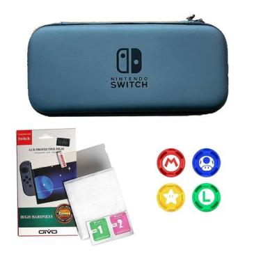 Imagem de Case Bolsa Estojo Nintendo Switch + Película Vidro + 4 Grip - NX, Pret