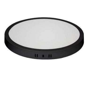 Imagem de Plafon Painel Led Sobrepor Redondo Preto 24w 30x30 6500k - Blumenau Il