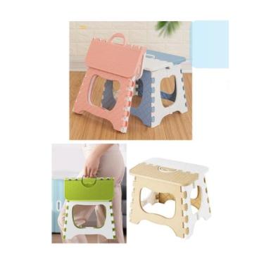 Imagem de Banco De Dobrável Pequeno Plástico Cadeira Cadeirinha Resistente Multi