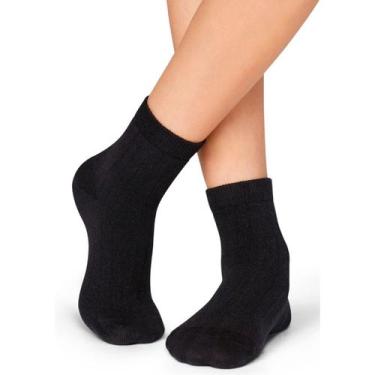 Imagem de Meia Infantil Cano Médio Algodão Lupo 2520-001 Ajuste Perfeito, Preto,