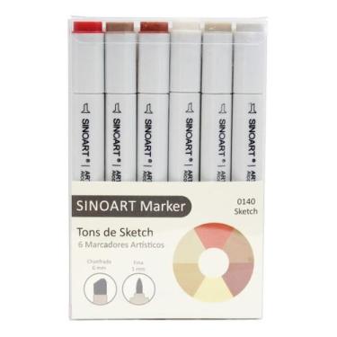 Imagem de Marcador Artístico Sinoart Marker 06 Cores Tons Sketch
