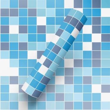 Imagem de Papel De Parede Adesivo Autocolante Tema Pástilhas Charmosas Azul Sala