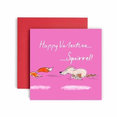 Imagem de Huxters Cartão de Dia dos Namorados engraçado do cão para homens e mulheres - Esquilo de cão - Cartão de Dia dos Namorados para Amigo Mãe e Cachorro Pai - 14,8 cm (Dia dos Namorados)