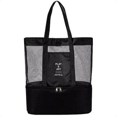 Imagem de Bolsa De Praia De Rede Com Compartimento Térmico - SM, Preto