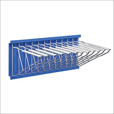 Imagem de Suporte de parede Adir – Organizador de impressão azul, suporte de parede de pôster, suporte de armazenamento de mapas com 12 suportes de pivô - Rack de plantas para escritório (sem grampos de planta)