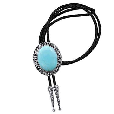 Imagem de YOQUCOL Colar vintage grande de couro estilo caubói ocidental americano para homens e mulheres, Verde, Overall