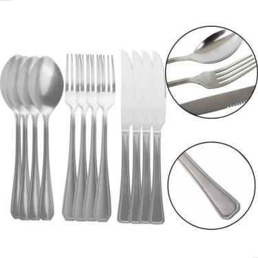 Imagem de Faqueiro Inox Talheres 12peças Cozinha Jogo Mesa Posta Prata Luxo Prem