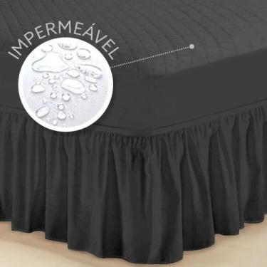 Imagem de Capa de Colchão Impermeável Matelada Casal Padrão Preto + Saia box - C