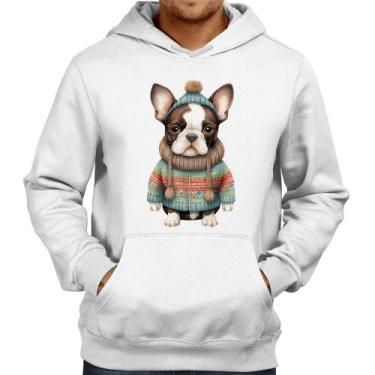 Imagem de Moletom Cachorro Bulldog Francês Natalino - Foca na Moda, Branco, G