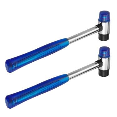 Imagem de Wealrit 2 peças de martelo de borracha de 21 mm martelo de borracha dupla face nylon martelo de metal para joias, artesanato em couro, instalação de piso de madeira (azul)
