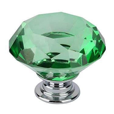 Imagem de Cristal Glass Shape Draw Draw Knob Cupboard Puxe Longa Vida de Serviço Cromo Pequeno Corpo Pequeno Grande Decoração para Móveis [Pull Manche da gaveta] ((701 A-40 Green))