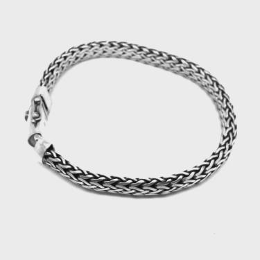 Imagem de Pulseira Bali Trança Grossa Meia Cana Prata De Lei 925 Masculino 24496