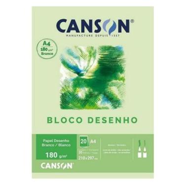Imagem de Papel Canson bloco para desenho branco A4 180gr, 210mm x 297mm, com 20