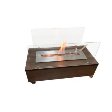 Imagem de Lareira Ecológica Aquecedor Portátil 60 cm Carvalho Inox Etanol Álcool