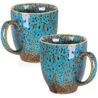 Imagem de Conjunto de 2 xícaras de café duráveis de 473 ml, canecas de café grandes com alça ergonômica, canecas de cerâmica seguras para lava-louças e micro-ondas, canecas de chá ideais para casa, escritório