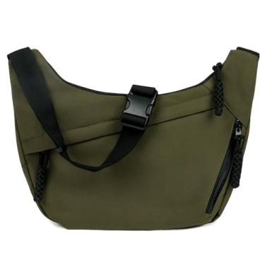Imagem de Motesun Bolsas transversais crescentes para mulheres e homens, bolsa Luna de nylon, bolsas Moon Hobo, bolsas de ombro de lona, Verde militar, Medium