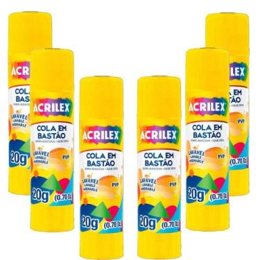 Imagem de Cola Bastão Acrilex 20g 02720 com 6 Unidades