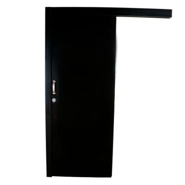 Imagem de Kit Porta de Madeira de Correr Completa 213x70cm Batente 16cm Preto Tx