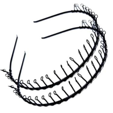 Imagem de KIT 2 Tiaras de Ferro Arco Diadema Masculina Metal Arquinho Ondinhas -