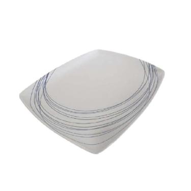 Imagem de Travessa Rasa Retangular Porcelana Italiana Jantar Bugatti