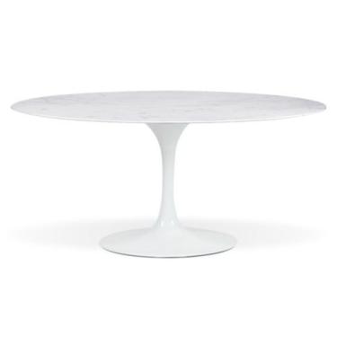 Imagem de Mesa De Jantar Saarinen Oval 120x80 Cm Mármore Branco Extra Base Branca