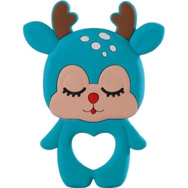 Imagem de Mordedor Rena Para Bebê De Silicone 8,89x6,69x0,75cm Azul Celeste