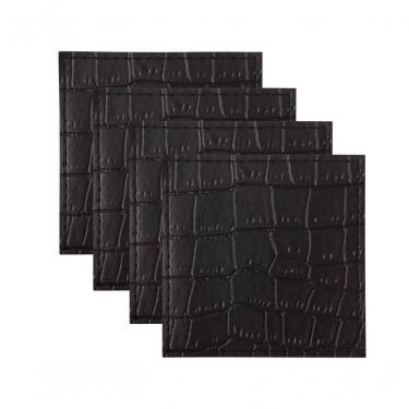 Imagem de Porta Copos Alligator 4 Peças Em Couro 10x10cm Maxwell & Williams Preto
