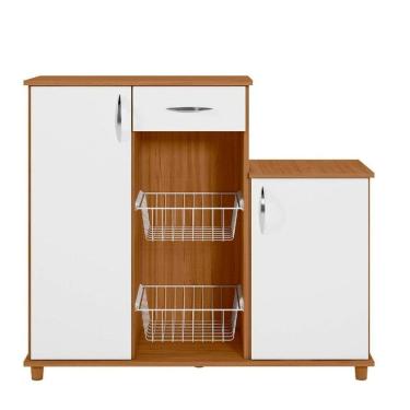 Imagem de Fruteira Diva New Com 2 Portas E 1 Gaveta Notável Freijó Trend- Branco New