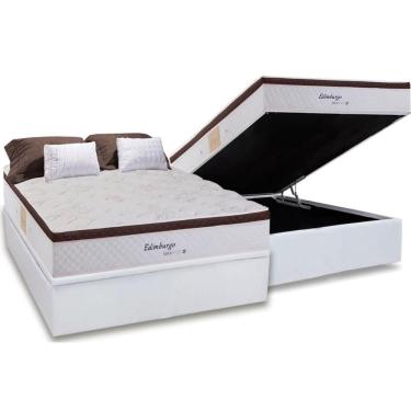 Imagem de Cama Box Baú Casal: Colchão Molas Masterpocket Ensacadas Herval Maxspring Edimburgo + Base Crc Courano White (138x188)