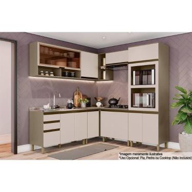 Imagem de Cozinha Completa 9 Peças Connect 3 Aéreos 3 Balcões 1 Paneleiro C6p03 Duna Cristal