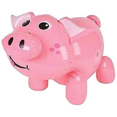 Imagem de Zugar Land Porco rosa inflável grande (61 cm) lembrancinha de festa, diversão na piscina, bola de praia (pacote com 1)