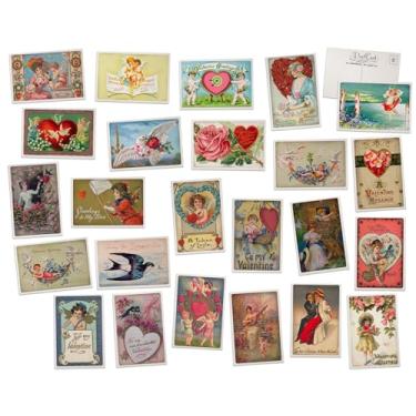 Imagem de Postais vintage dos namorados - 24 cartões postais retrô do dia dos namorados - designs variados de saudações de amor - cartões de dia dos namorados da moda antiga impressos em cartolina de estilo