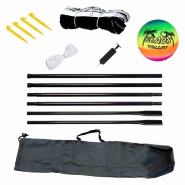Imagem de Praia Voleibol Net Esportes ao ar livre portátil Net com Stand Carry Bag para Backyard Park Praia Areia Grama PE Material 600cm x 50cm Inclui bola bomba de ar (Conjunto de rede de vôlei de praia)