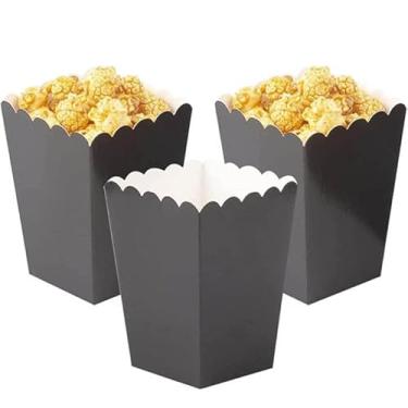 Imagem de YNHIAG Conjunto De 36 Caixas Pipoca Pretas Com Tampa Aberta, Recipiente Papelão Para Doces E Festas (Tampa Aberta 3 X 3", Tamanho Da Parte Inferior 2,2 Polegadas, Altura 4,6")
