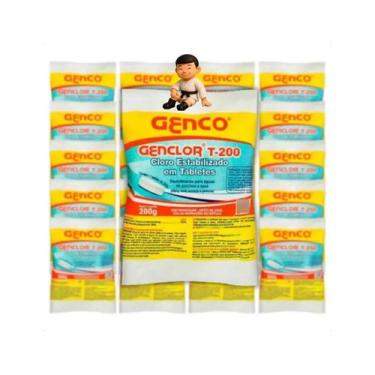 Imagem de Kit 25 Tablete Pastilha Pedra Cl Estabilizado Genclor T-200 Genco - 00