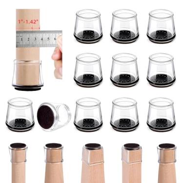 Imagem de 1 doespro Pacote Com 24 Protetores De Piso Para Pernas Cadeira, Almofadas Feltro Móveis, Capas Silicone Pisos Madeira, Cama E Mesa, Antiderrapantes, Redutores Ruído, Anti-Riscos (Redondo Transparent