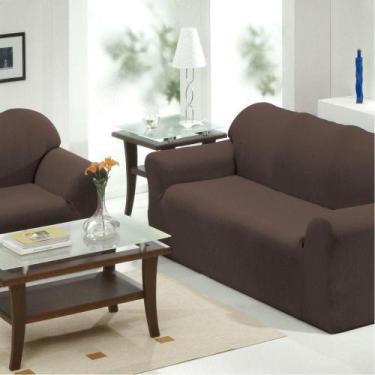 Imagem de Jogo 2 Capas De Sofá 2 E 3 Lugares Malha Gel 100% Poliéster Tabaco - B