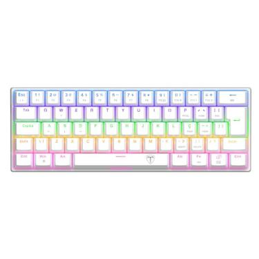 Imagem de Teclado Mecânico Gamer T-Dagger Arena Iluminação Rainbow Branco 60% Switch Marrom T-TGK321W-BR
