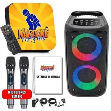Imagem de Karaoke Party Box+2 Microfones S/ Fio+Caixa De Som+Catálogo - Karaokê 