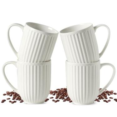 Imagem de Hasense Conjunto de 4 canecas de café, canecas de café de 473 ml com alça grande, xícaras de café brancas modernas grandes para café com leite, chá, cacau, leite, cappuccino, micro-ondas e lava-louças