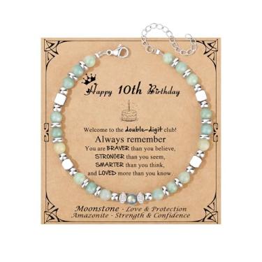 Imagem de JoycuFF Presentes de aniversário para mulheres, pulseira de pedra da lua, decorações de feliz aniversário, presentes exclusivos, amazonita, pedra da lua, pulseiras para sua melhor amiga, irmã, filha
