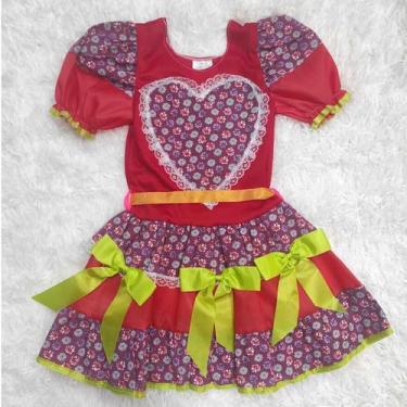 Imagem de Vestido Festa Junina Infatil Vermelho - Confecções 4 Cabeças - CONFECC