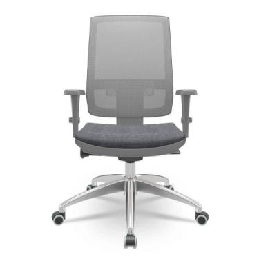 Imagem de Cadeira Brizza Diretor Grafite Tela Cinza com Assento Concept Granito 