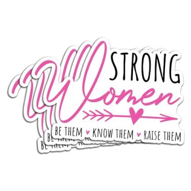 Imagem de (3 peças) Strong Women Be Them Know Them Raise Them Adesivo com citação motivacional decalques de vinil à prova d'água para livros, laptops, telefone, garrafas de água, copo Kindle de 7,6 cm