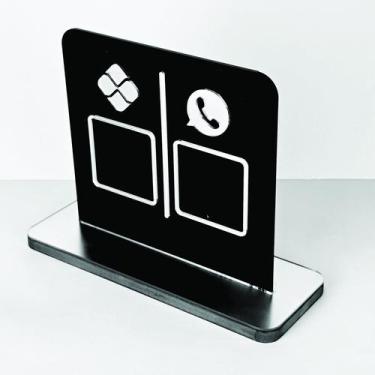 Imagem de Placa em acrilico com 2 qr code para pix cor preto e prata - CRIATIVA 