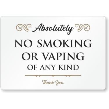 Imagem de SmartSign Absolutamente não fumar ou vaporizar qualquer criança para Airbnb - 8,9 cm x 12,7 cm, acrílico, fitas adesivas de espuma, preto/ouro/branco